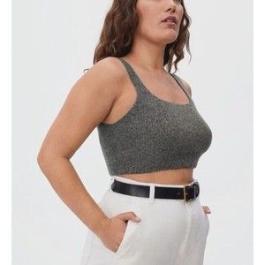 NWT Everlane The Cozy Stretch Crop Tank In Heathered Charcoal Size XS